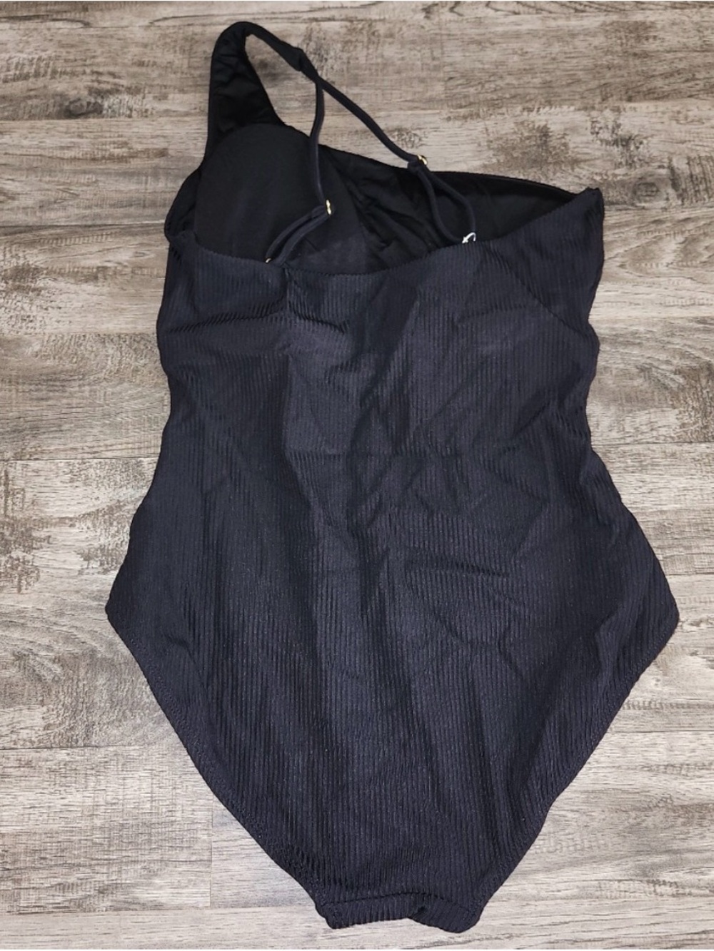 Andie Swim | One-Shoulder Ribbed Black One-Piece Swimsuit MED TALL - Picture 4 of 5